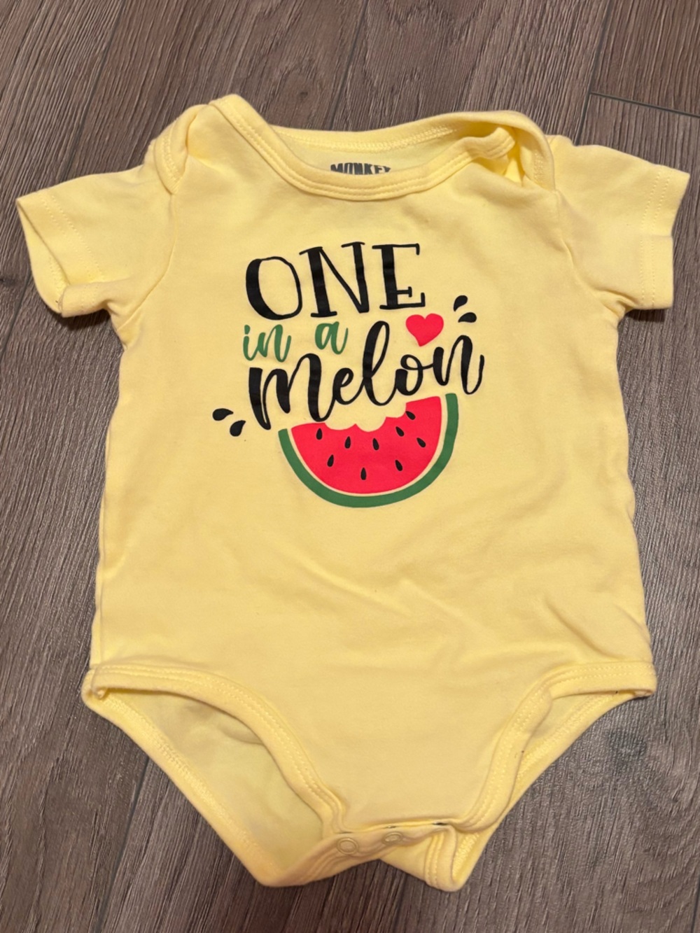 Yellow 'One in a Melon' Baby Bodysuit